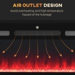 HOMCOM 127cm 埋込式/壁掛け型電気暖炉、9色の炎、1000/2000W、リモコンとサーモスタット付き